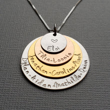 Load image into Gallery viewer, four-layer mixed metal necklace for grandma with grandkids&#39; names