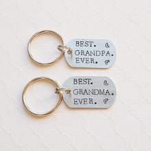 Load image into Gallery viewer, &quot;best grandma/grandpa ever&quot; tiny dog tag keychain