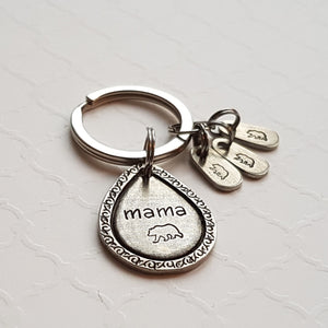 Mama bear keychain with baby bear charms