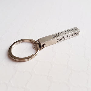3d stamped pewter bar keychain