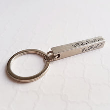 Load image into Gallery viewer, 3d stamped pewter bar keychain
