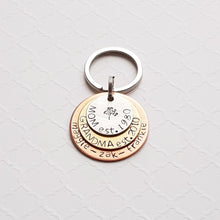 Load image into Gallery viewer, mixed metal layered keychain for grandma with kids&#39; names