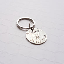 Load image into Gallery viewer, custom stamped silver disc keychain