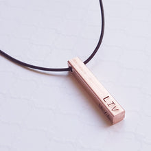 Load image into Gallery viewer, copper stamped 3d bar necklace