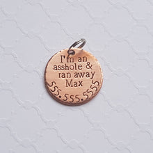Load image into Gallery viewer, funny dog name tag in copper