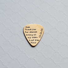 Load image into Gallery viewer, bronze dad guitar pick for father-of-the-bride gift