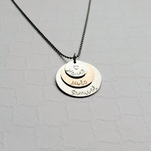 Load image into Gallery viewer, three-layer silver and rose gold name necklace for mom