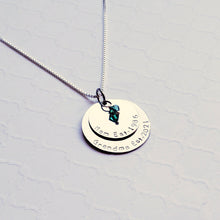 Load image into Gallery viewer, grandma silver two-layer necklace with dates and swarovski birthstone