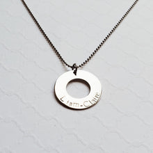 Load image into Gallery viewer, custom silver washer necklace with kids names