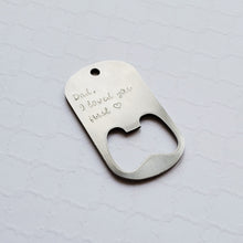 Load image into Gallery viewer, steel custom bottle opener for father-of-the-bride