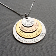 Load image into Gallery viewer, four-layer mixed metal necklace for grandma with family names