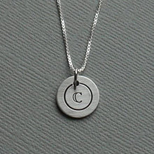Load image into Gallery viewer, silver initial disc necklace