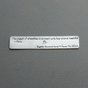 custom stamped quote bookmark