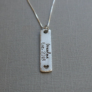 pewter rustic grandma necklace with heart cut-out