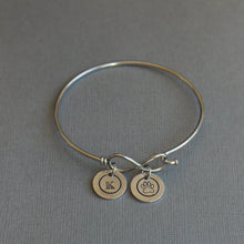 Load image into Gallery viewer, infinity bangle bracelet with stamped initial charms