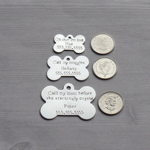 Bone shaped funny dog tags