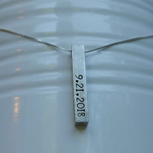 Load image into Gallery viewer, silver stamped 3d bar necklace
